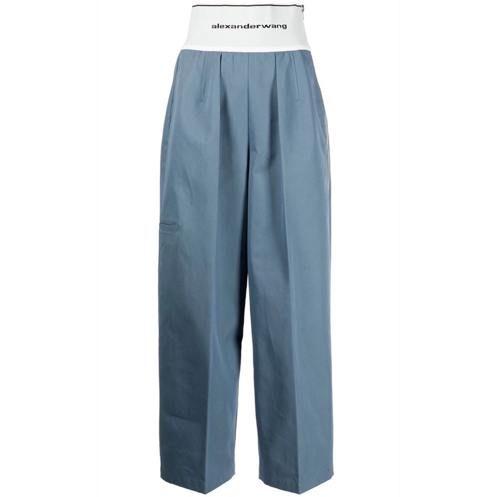Alexander Wang logo waistband wide-leg trousers